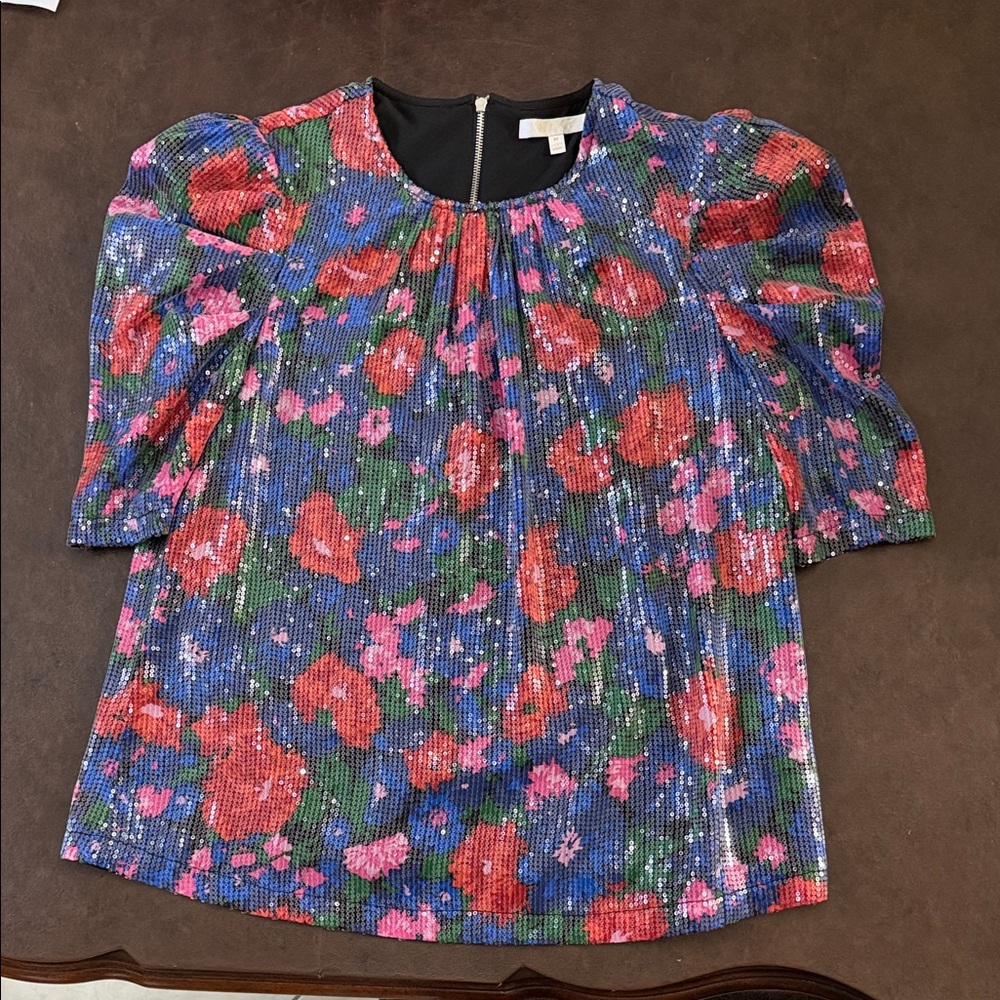Wayf Multicolor Sequin Floral Top